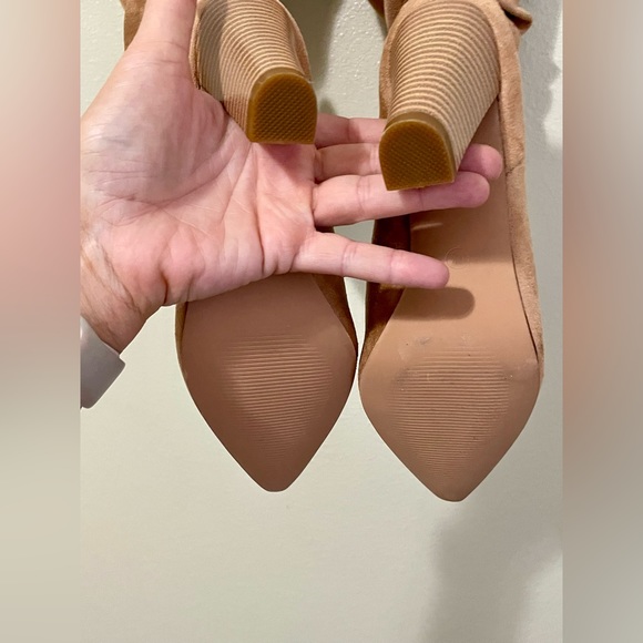 Faux suede slouch boots NWOT size 6.5 women’s tan heels classic fall casual - Picture 9 of 10